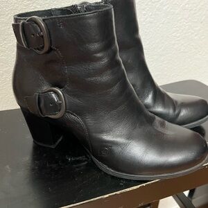 Women's BORN Black Leather Ankle Boots